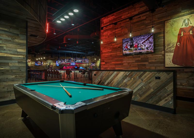 PT's Ranch Blue Diamond & Lindell interior pool table